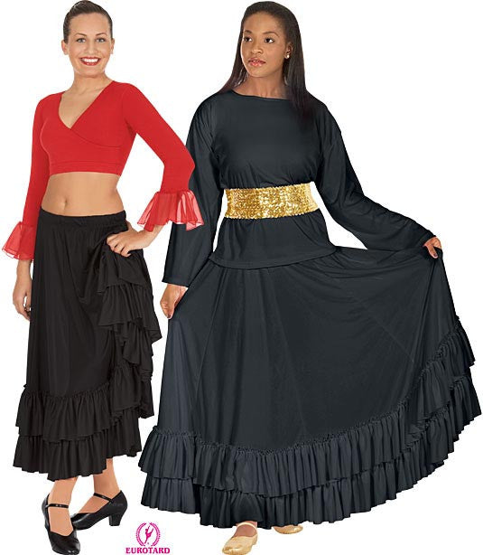 Adult Flamenco Skirt w/Double Ruffle & Drawstring Waist (08803)