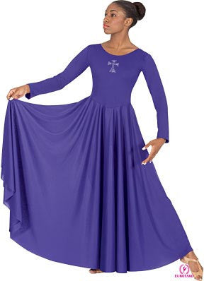 Plus Size Polyester Dress w/Rhinestone Cross Applique (11022p)