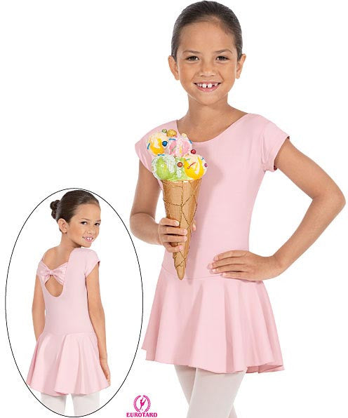 Child Microfiber Cap Sleeve Bow Back Leotard w/Attached Skirt (44285)